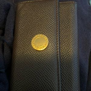 Brown Bvlgari key and card holder gold tone for keys and snap button